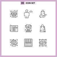 9 User Interface Outline Pack of modern Signs and Symbols of sketch paper performance design shop Editable Vector Design Elements