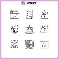 Mobile Interface Outline Set of 9 Pictograms of cross management artificial engineering life Editable Vector Design Elements