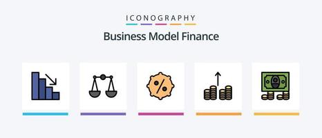 la línea de finanzas llenó el paquete de 5 íconos que incluye . venta. dinero. dinero. diseño de iconos creativos vector