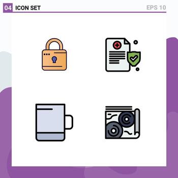 Stock Vector Icon Pack of 4 Line Signs and Symbols for louck map security policy guide Editable Vector Design Elements