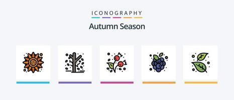 la línea de otoño llenó el paquete de 5 iconos, incluido el otoño. jardín. abedul. tenedor. otoño. diseño de iconos creativos vector