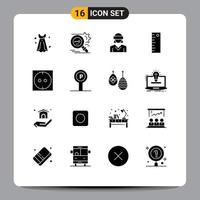 16 Universal Solid Glyph Signs Symbols of electric measure security design technology Editable Vector Design Elements