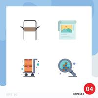 Pack of 4 creative Flat Icons of chair shopping cart home appliances poster design Editable Vector Design Elements