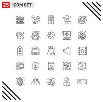 25 Universal Lines Set for Web and Mobile Applications baking exchange signaling currency exchange ice Editable Vector Design Elements