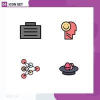 Group of 4 Modern Filledline Flat Colors Set for case deep happiness life data Editable Vector Design Elements