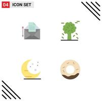 Set of 4 Vector Flat Icons on Grid for mail farming letter canada night Editable Vector Design Elements