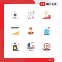 Mobile Interface Flat Color Set of 9 Pictograms of sorting ascending care growth career Editable Vector Design Elements