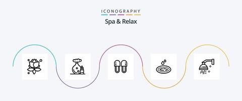 paquete de iconos de spa y relax line 5 que incluye agua. spa. Zapatos. higiene vector