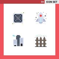 Editable Vector Line Pack of 4 Simple Flat Icons of hardware office rocket launch farming Editable Vector Design Elements