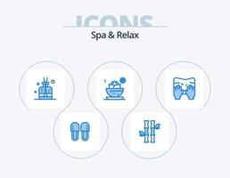 spa y relax blue icon pack 5 diseño de iconos. spa. local. hojas. centro. verde vector