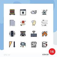 Set of 16 Modern UI Icons Symbols Signs for help document coffee data code Editable Creative Vector Design Elements