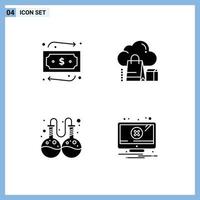 Group of Modern Solid Glyphs Set for money lab cloud bag alert Editable Vector Design Elements