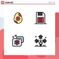 Mobile Interface Filledline Flat Color Set of 4 Pictograms of egg beauty memory card sd card spa Editable Vector Design Elements