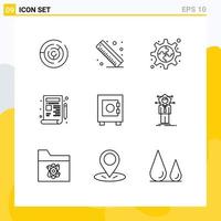 Modern Set of 9 Outlines and symbols such as business lock process locker development Editable Vector Design Elements