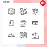 Pictogram Set of 9 Simple Outlines of exit evacuate label escape sort Editable Vector Design Elements