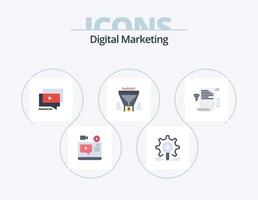 Digital Marketing Flat Icon Pack 5 Icon Design. funnel. filter. research. presentation. tutorial vector