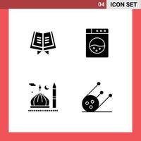 Solid Glyph Pack of Universal Symbols of book islam machine moon shuttle Editable Vector Design Elements