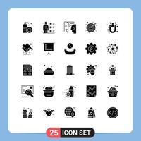 25 Universal Solid Glyphs Set for Web and Mobile Applications customer target professional goal interaction Editable Vector Design Elements