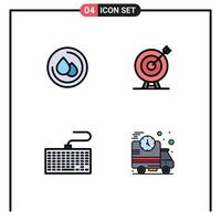 Universal Icon Symbols Group of 4 Modern Filledline Flat Colors of medical keyboard target arrow type Editable Vector Design Elements