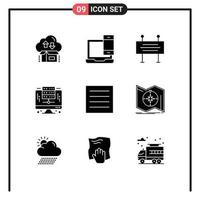 Set of 9 Modern UI Icons Symbols Signs for server digital macbook computer traffic barrier Editable Vector Design Elements