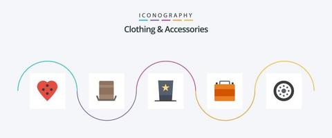 Clothing and Accessories Flat 5 Icon Pack Including clothes shop. case. top hat. accessories. top vector