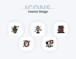 línea de diseño de interiores paquete de iconos llenos 5 diseño de iconos. mueble. escaleras de casa. interior. hasta. dirección vector