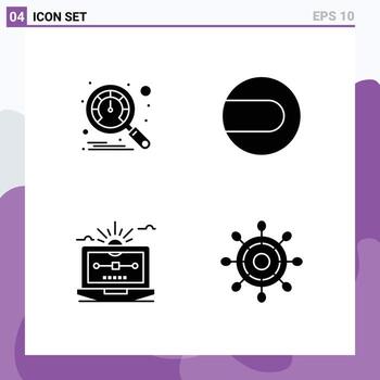 paquete de líneas vectoriales editables de glifos sólidos simples del timón de dibujo de bolas de la computadora del tablero elementos de diseño vectorial editables vector