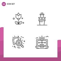 Pack of 4 creative Filledline Flat Colors of bouquet testing plug checkup drawing Editable Vector Design Elements