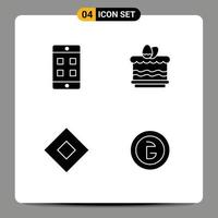 Set of 4 Modern UI Icons Symbols Signs for mobile symbolism cack egg bangladesh Editable Vector Design Elements