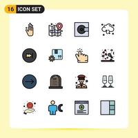 Modern Set of 16 Flat Color Filled Lines Pictograph of reload sync devices refresh technology Editable Creative Vector Design Elements