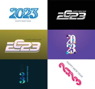 Big Set of 2023 Happy New Year logo text design 2023 number design template vector