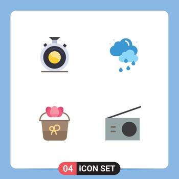 Mobile Interface Flat Icon Set of 4 Pictograms of clock easter practice weather plant Editable Vector Design Elements