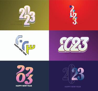 Big Set of 2023 Happy New Year logo text design 2023 number design template vector