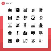 Modern Set of 25 Solid Glyphs and symbols such as seo tag connect digital formula board Editable Vector Design Elements