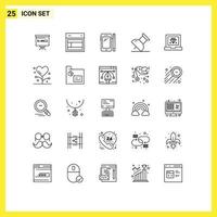 Mobile Interface Line Set of 25 Pictograms of develop pin website marker huawei Editable Vector Design Elements