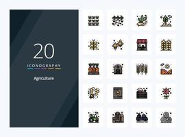 20 Agriculture line Filled icon for presentation vector