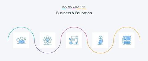 paquete de iconos azul 5 de negocios y educación que incluye buscar. reclutamiento. física. premio. documento vector