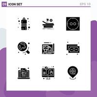 Set of 9 Modern UI Icons Symbols Signs for estate blueprint electric architecture research Editable Vector Design Elements