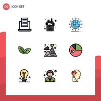 Set of 9 Modern UI Icons Symbols Signs for mountain spring network plant growth Editable Vector Design Elements