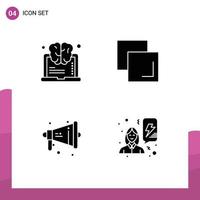 Set of Commercial Solid Glyphs pack for brain speaker think layers feminism Editable Vector Design Elements