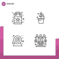 Pictogram Set of 4 Simple Filledline Flat Colors of bag camera star success web camera Editable Vector Design Elements