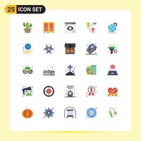 25 Universal Flat Color Signs Symbols of business map coding location programing Editable Vector Design Elements