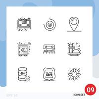 9 Universal Outline Signs Symbols of scale construction map level locker Editable Vector Design Elements