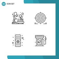 Set of 4 Commercial Filledline Flat Colors pack for city objective park goal remote Editable Vector Design Elements