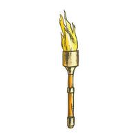 Torch Light Stick With Flame Color Vector