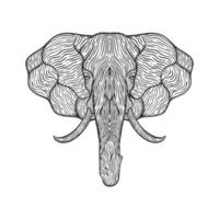 Elephant head line art illustration vector