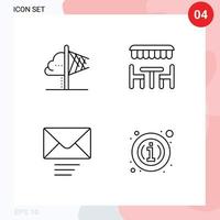 4 Thematic Vector Filledline Flat Colors and Editable Symbols of creativity mail insight dinner send Editable Vector Design Elements