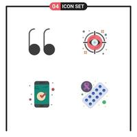 4 User Interface Flat Icon Pack of modern Signs and Symbols of open essential focus view tablet Editable Vector Design Elements