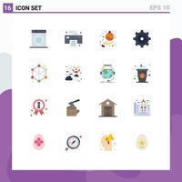 Group of 16 Modern Flat Colors Set for moon web holidays server analytics Editable Pack of Creative Vector Design Elements