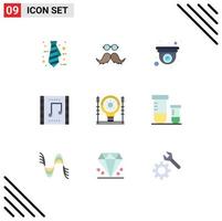 Flat Color Pack of 9 Universal Symbols of define music concert cam music celebration Editable Vector Design Elements